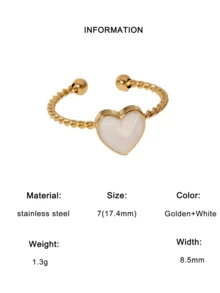 1 件简约时尚可爱不锈钢开口心形戒指，适合女性日常和派对佩戴情人节、妈妈、母亲、母亲节、礼物 - 開口戒 - 查看 12