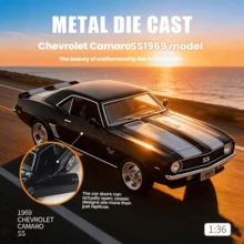 1:36 Chevrolet Retro Series Camaro SS 1969 Modelo de Carro em Liga Fundida, Presente de Colecionador - Chevrolet Camaro SS1969 Preto, escala 1:36 - Visão 3