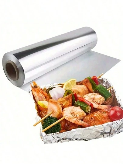 1 Roll Of Heavy-Duty Aluminum Foil, 12 Inches Wide, Packaging Paper, Frying Paper, Versatile, Reusable, High-Temperature Resistant Tin Foil Roll, Oven Paper, Thick Aluminum Foil Paper, Baked Fish Baking Tin Foil Paper, Halloween Gift, Barbecue Season, Cling Film, Must Bring For Travel