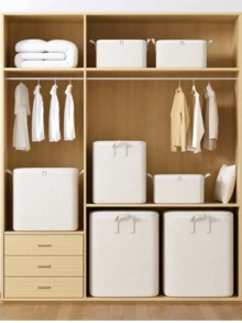 1pc Pure White Linen Storage Bag, Large Capacity Luggage/Quilt Storage Bag, Suitable For Back To School, Home Storage Of Quilts And Clothes, Multi-Functional Storage Bag - White - View 2