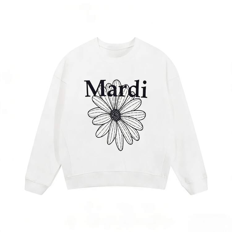 Mardi デイジー グラフィック スウェット トップス レディース 秋服 韓国風 オーバーサイズ パーカー 女性用 フェミニン ルーズフィット 長袖 トレーナー 秋のカフェ巡り デイリー アウター - ホワイト - 見る 15