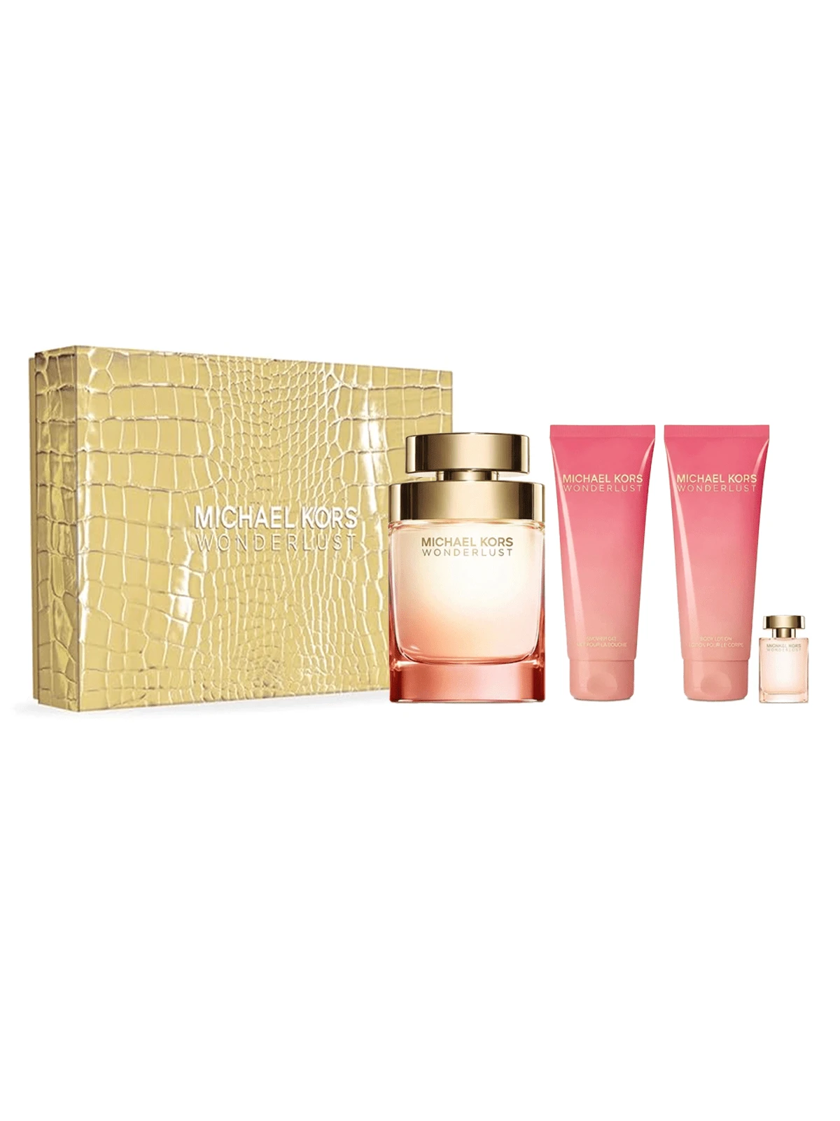 Michael Kors Wonderlust 女士 4 件套 (EDP 3.4oz+身体乳 3.4oz+沐浴露 3.4oz+EDP 4ml) 3.4oz/100ml*3+0.17oz/4ml - 多樣化香型 - 查看 1