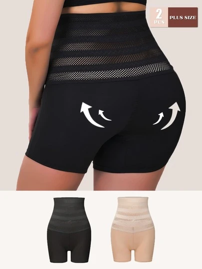 LRNG XMNG EA 2 piezas Pantalones cortos moldeadores sin costuras de talle alto para mujer de talla grande, pantalones cortos reductores con control de abdomen, ropa interior moldeadora que levanta el trasero, pantalones adelgazantes que afinan