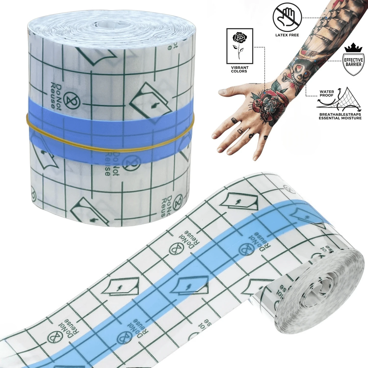 3pcs/Set, 10m Waterproof Swimming Bandage, Transparent Tattoo Dressing, Shower Tape, Second Skin Protection, Waterproof Tattoo Cover Tape, Transparent Waterproof Bandage For Skin Protection
