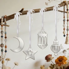 1 Stück Goldener Mond und Sterne Laterne Wanddekoration, Acryl Spiegel Aufkleber Dekoration, geeignet für Schlafzimmerfenster, Kamin und Hintergrundbeleuchtung, kreative DIY Feiertags Dekoration für Partys.