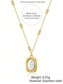 VceTd 1 件优雅不锈钢项链，带椭圆形亮片和玫瑰花装饰，适合女性在各种场合佩戴或作为情人节礼物