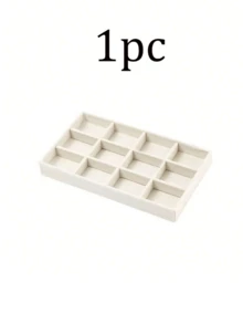 Khay đựng trang sức nhung 6 trong 1, khay sắp xếp đa chức năng, hộp đựng trang sức, hộp đựng trang sức xếp chồng, khay đựng mỹ phẩm có ngăn riêng, khay sắp xếp ngăn kéo, giá trưng bày trang sức cho bông tai, dây chuyền, vòng tay, nhẫn, kẹp tóc, băng đô, quà tặng ngày Valentine, sắp xếp nhà cửa. - Màu be - Xem 10