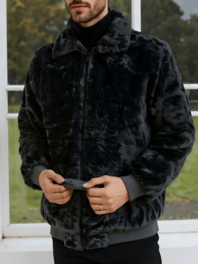 Herrmode i enfärgad fleece med dragkedja, vinter