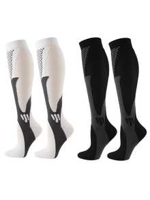 2 Pairs/Pack Unisex Professional Compression Knee-High Fitness Marathon Running Socks - Multicolor - View 16