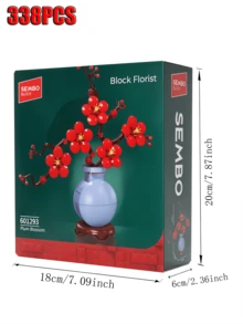 sembo 300+Pcs Building Block Potted Plants, Building Block Artificial Flowers, DIY Educational Assembly Building Block Toys For Home & Office Desk Decor, Includes Ficus And Wintersweet Floral Bouquets, Suitable For Home Decor, Office, Flower Enthusiasts Gifts, Holiday & Birthday Gifts