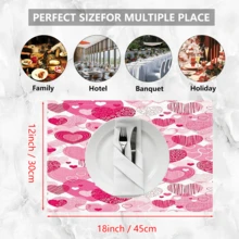 1 Stück/4 Stücke/6 Stücke Tischsets aus Leinen mit Herzmuster, geeignet für den Esstisch, Dekoration für alle Jahreszeiten, moderne waschbare Tischsets, Raumdekoration, Untersetzer, Küchen- und Esszimmer-Matten, Innen- und Außendekoration für Partys, Heimdekoration, ideales Geschenk - Verschiedenfarbig - Übersicht 10
