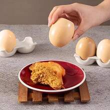 1set Ceramic Salt And Pepper Shaker Set, Egg-Shaped Ceramic Seasoning Jar, Funny Spice Bottle, Mini Brown Egg Shaped Shakers With Carton Design Holding Stand For Kitchen Spices - Multicolor - View 4