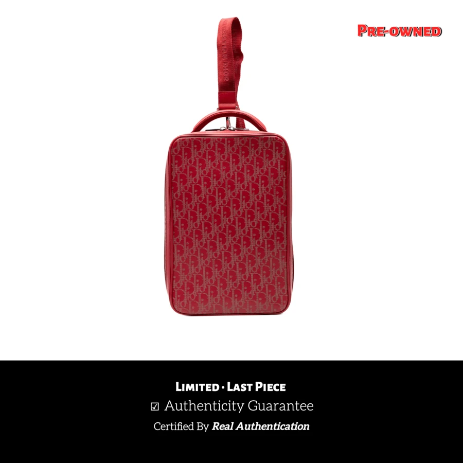 Dior Authenticated Christian  PRE-OWNED Oblique Perforated Calfskin Galaxy World Tour Shoe Case Bag - 紅色 - 查看 1