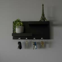 Decorative Key Holder With Shelves For Home, Made Of MDF - màu đen - Xem 6