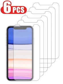 6pcs Upgraded High-Aluminum Tempered Glass Screen Protector, Compatible With IPhone - Anti-Explosion, Anti-Fingerprint, Anti-Oil, Electroplated, Anti-Glare, Ultra-Thin, Sensitive Touch, Thickness 1.5mm, Shatterproof Hard Packaging - Clear - View 39