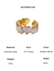 6 件套时尚精致简约优雅高端镀不锈钢心形和椭圆形几何开口戒指，可调节适合女性日常、派对、约会佩戴