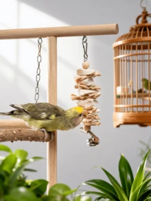 Parrot Toys Cuttlebone For Chewing, Complete Bird Cage Accessories, Suitable For Cockatiel, Lovebird, Macaw, Parrot Beak Grinding, Calcium Supplement - Multicolor - View 6