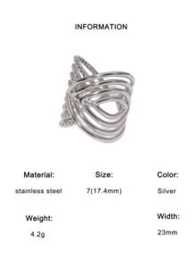 1pc Retro European Geometric Openable Stainless Steel Wide Band Ring, Unique High-End Design Suitable For Women Daily, Party, Date Wear