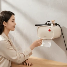 1pc Tissue Box Holder Wall Mounted, Toilet Paper Storage Box With Drawer And Phone Holder, Wall Mounted Waterproof Bathroom Paper Roll Holder No Drilling Roll Dispenser (Beige)