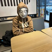 2D 恶搞脸表情包针织帽，保暖拉法帽，适合亚文化角色扮演、面部表演、恶作剧，防尘，适合所有人，复活节、主题派对、愚人节、舞台表演、恶作剧、感恩节、新年礼物 - 黑色 - 查看 4