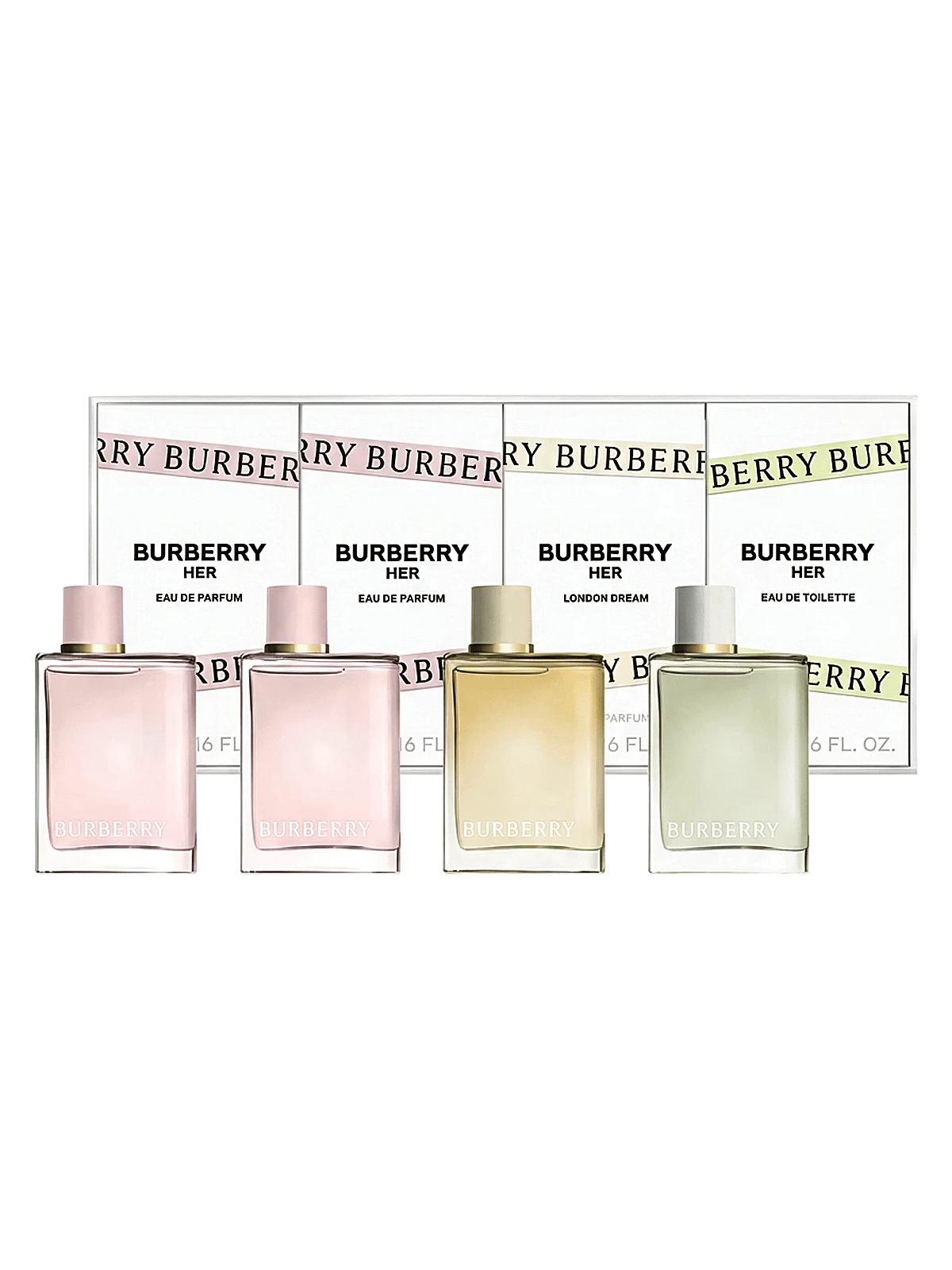 Burberry 女士四件套礼盒(0.16盎司淡香水*2+0.16盎司淡香水+0.16盎司伦敦梦淡香水)迷你装 0.16盎司/5毫升*4 - EDP 4件迷你套裝 - 查看 1