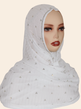 1pc Women's Autumn/Winter Hijab, Striped Knit Elastic Fabric, Diamond Crafted Viscose Maxi Scarf, Malaysian Fashion Headscarf