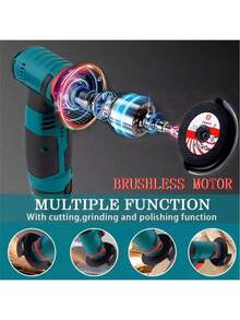 12V 有刷 19500RPM 电动角磨机，锂离子电池供电，金属电动切割工具，包含研磨和切割片以及多功能抛光机 - 彩色 - 查看 3