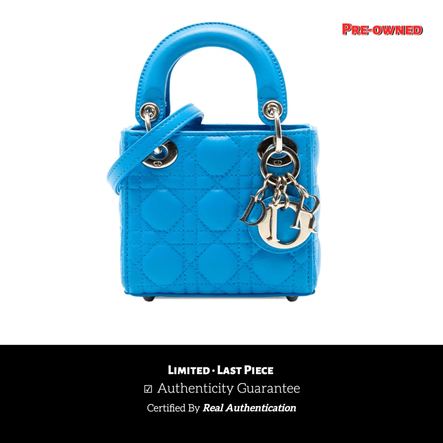 Authenticated Christian Dior PRE-OWNED Micro Lamb-Skin Cannage Lady ...