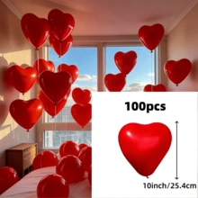 10英寸心形乳胶气球，红、白、黑三色可选，适用于婴儿派对装饰、情人节、婴儿派对礼物、洗礼纪念日、周年纪念日、婚礼、订婚、生日、母亲节等场合，可爱气球设计 | 耐用乳胶气球 | 多用途装饰气球 - 彩色 - 查看 18