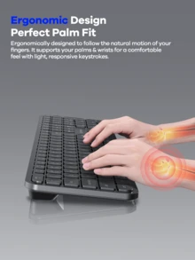 REMAX Combo de teclado y mouse inalámbrico de doble modo 2.4G + Bluetooth, ultra delgado y silencioso, compatible con conexión a múltiples dispositivos, teclas ergonómicas de ABS, teclas de función multimedia FN, diseño minimalista y moderno - Multicolor - Ver 5