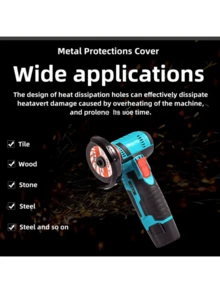 12V 有刷 19500RPM 电动角磨机，锂离子电池供电，金属电动切割工具，包含研磨和切割片以及多功能抛光机 - 彩色 - 查看 7