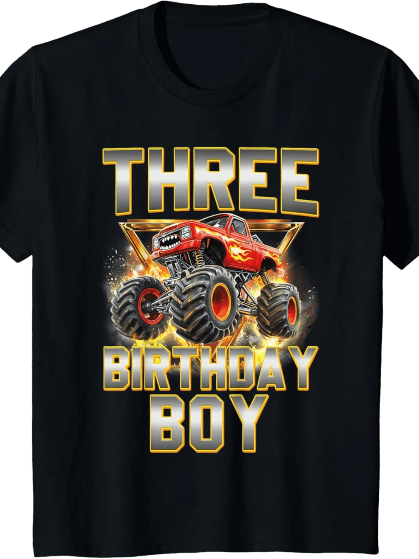 Kids I'm Three Year Old 3rd Birthday Boy Monster Truck Are My Jam T-Shirt - màu đen - Xem 1