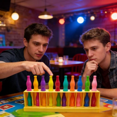 迷你趣味饮料颜色挑战游戏，派对娱乐游戏道具，旅行配对游戏套装，适合训练男孩女孩的记忆力、逻辑和推理能力，适合家庭游戏、生日派对娱乐、益智玩具、圣诞节、万圣节礼物、生日礼物、棋盘游戏、派对游戏、男孩圣诞礼物（随机）