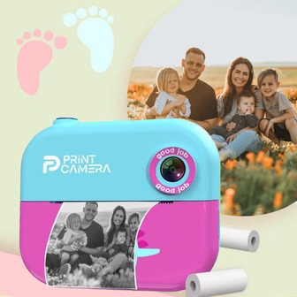 PANDA 即时打印相机，1080P高清录制，4800万像素，2.4英寸大屏幕，支持MP3音乐播放，内置13种拍摄滤镜，1500mAh可充电锂离子电池，自拍数码相机，附赠打印纸，适用于生日/节日/旅行/记录生活