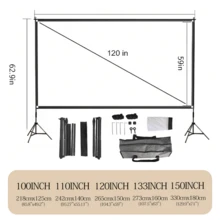 Projector Screen With Stand 100 120inch 16:9 4K 1080 HD Portable Projection Screen For Home Office Theater Cinema - White - View 7