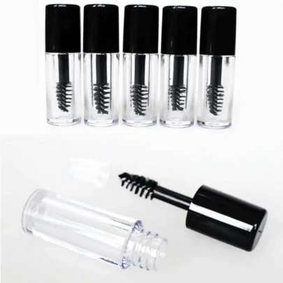 5/10/20pcs Empty Mascara Tubes (With Brush), 0.1 Fl Oz Mini Empty Mascara Bottles (With Brush & Rubber Lining), Sample Size, Eyelash Growth Serum Travel Packaging Tubes (Black)