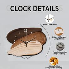 一套木质家居装饰挂钟，尺寸可选30/40厘米，棕色和米色色调，水滴图案设计，电池供电（不含电池），适合悬挂在走廊、阳台、浴室等处，是圣诞节、新年、母亲节、父亲节、婚礼、送给朋友和家居装饰的理想礼物。