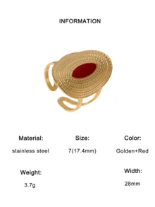 1pc Vintage Oversized Personalized Stainless Steel Geometric Openwork Ring Suitable For Women Daily And Party Wear - Open Ring - View 12