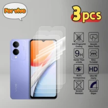 3 piezas de protector de pantalla de vidrio templado para Vivo Y97 Y95 Y93S Y93 Y73S Y73T Y55 Y55s(2023) Y54s Y31S Y30 5G Y3S 2021 Y28 5G Y27 Y27 5G Y21i (India) Y21a Y03 Y02A Y02s, dureza 9H, antihuellas, antirayones, alta definición, fácil de instalar