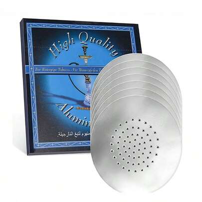 50pcs/100pcs Pre-Punched Aluminum Hookah Foil Paper - Perforated Hookah Foil Sheets | Hookah Bowl Foil Paper With Holes, Suitable For Hookah Heads, Hookah Bowl Accessories | Hookah Mouth Flavored Tobacco Foil Paper, 4.7 Inches, 0.02mm