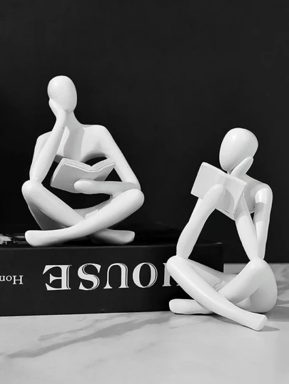 Decorative Bookshelf: The Thinker Sculpture, Creative Black And White Abstract Thinker Bookshelf, Suitable For Home Aesthetics, Study Room And Wine Cabinet - Fashionable Bookshelf Decor, Can Be Used As An Accent Piece Or A Thoughtful Gift, Ideal For Living Room, Bar Or Cafe.