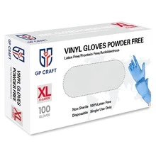 100pcs Black/Blue/Clear Vinyl Synthetic Gloves, 4 Mil, Latex Free Disposable Gloves For Cooking, Cleaning, And Food Prep Outdoor Food Household Cooking Cleaning Hair Nail Tattoo Salon - Màu xanh lam - Xem 10