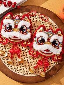 1件传统中国舞狮装饰品 - 节日墙饰/门铃，是新年庆祝活动、客厅装饰和家居必备的理想之选。文化墙饰 | 鲜艳的红色 | 涤纶工艺，中国风装饰，2026新年装饰。