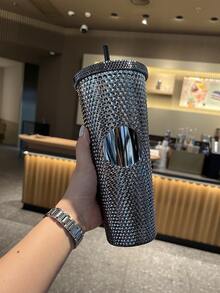 Gradient Large Capacity Double-layer Plastic Straw Cup - Grey - View 6