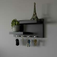 Decorative Key Holder With Shelves For Home, Made Of MDF - màu đen - Xem 3