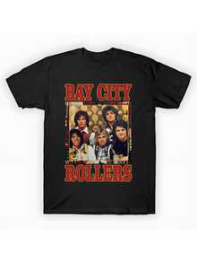 Bay City Rollers Retro Band Men's Graphic Print Crew Neck TShirt  Premium Soft Cotton Tee For Casual Style & Concerts  Cool Music Lover Gift, Relaxed Fit Patterned Tshirt For Men - 黑色 - 查看 6