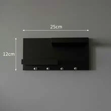 Decorative Key Holder With Shelves For Home, Made Of MDF - màu đen - Xem 5