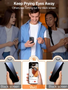 隐私防窥手机屏幕保护膜 2片装钢化玻璃，兼容小米系列，防碎裂、防油污、防刮花，高清显示，触感顺滑，超薄设计，35°隐私保护，精准贴合，易于安装，无气泡，智能手机配件，生日礼物，春假纪念日礼物 - 黑色 - 查看 2