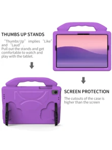 1 件紫色拇指握把支架，优质 EVA 材质防震防摔平板电脑保护壳