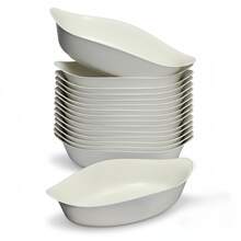 30 Small Plastic Canoe-Shaped Snack Platter For Snacks, Side Dishes, And Sauce - Japanese Style - 白色 - 查看 1